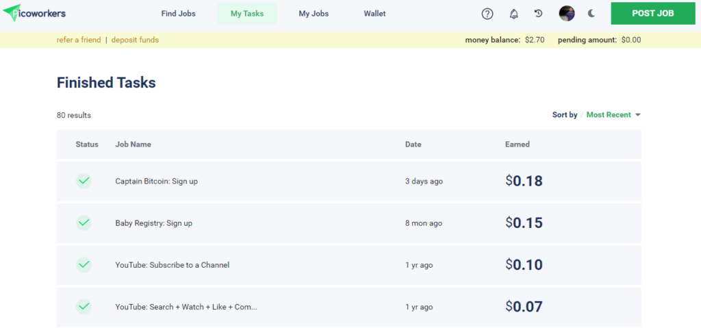 legit and easy to do it online job 2020 picoworkers my dashboard